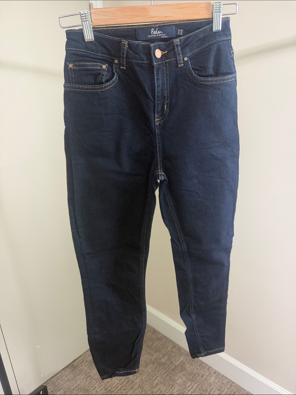 Boden Dark Indigo High-Rise Cropped Jeans
